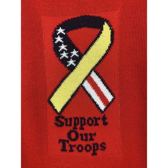 White Stag Sweater Womens XL Support Our Troops Ribbon Red Short Sleeve Knit - Picture 2 of 4